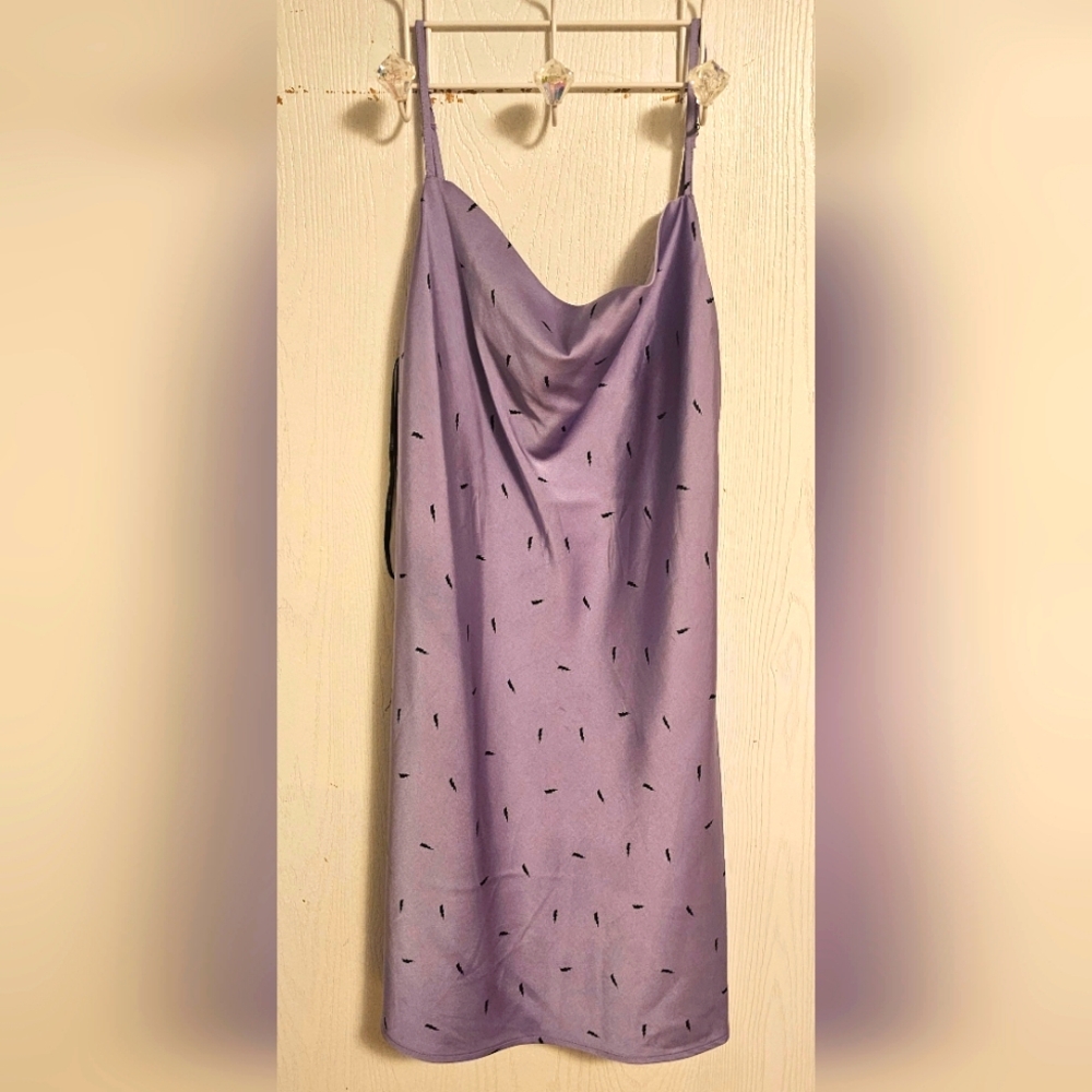 Lavender Slip Dress with Black Accents